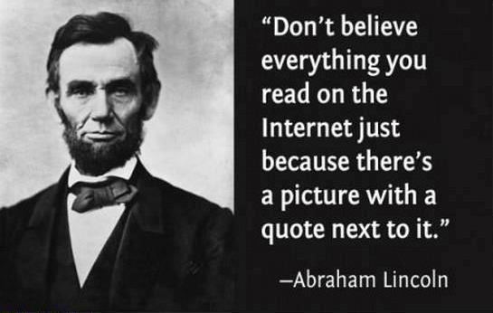 Humorous Abraham Lincoln Internet quote graphic